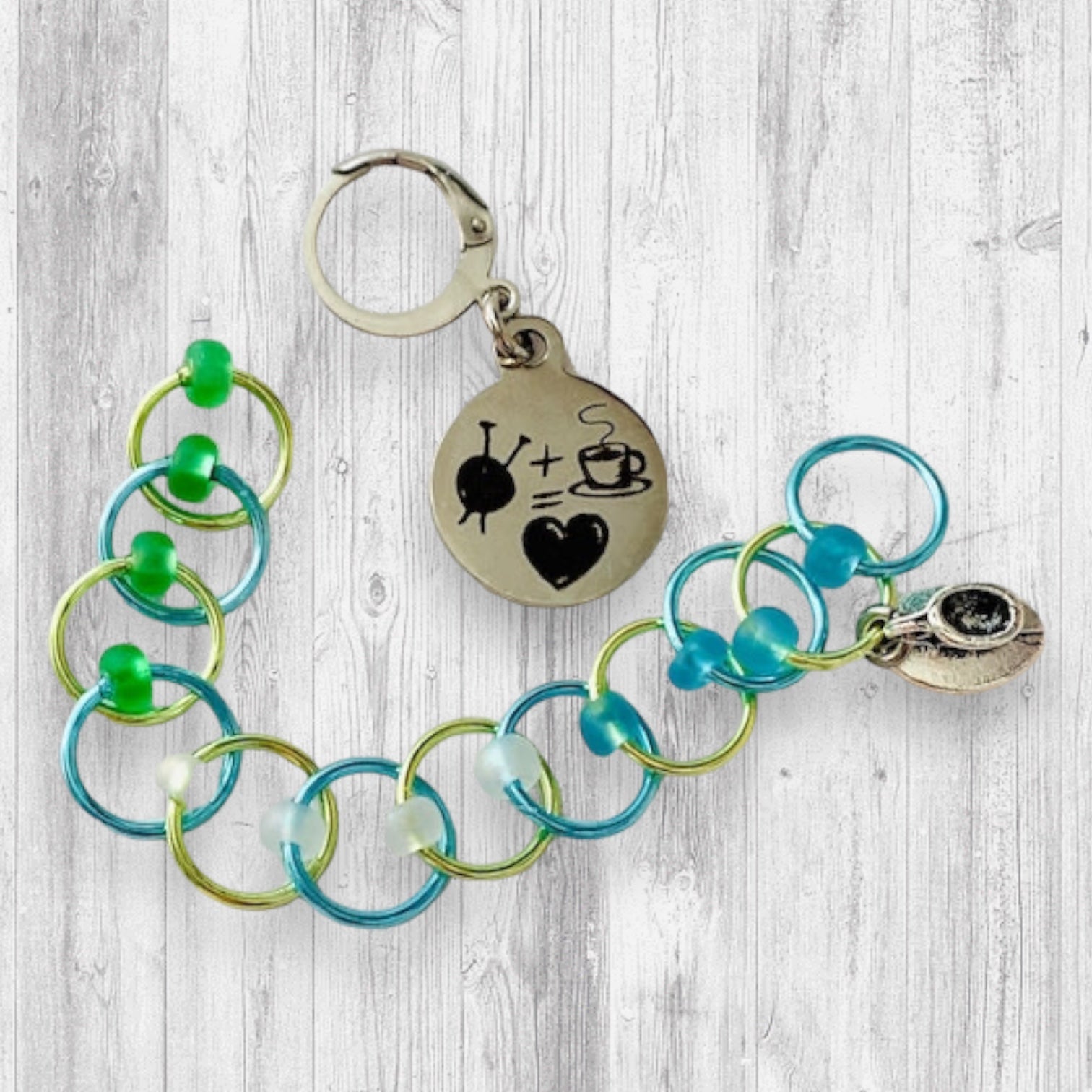 Colorful Knitting Stitch Markers, 5 ceramic Spring colors charms