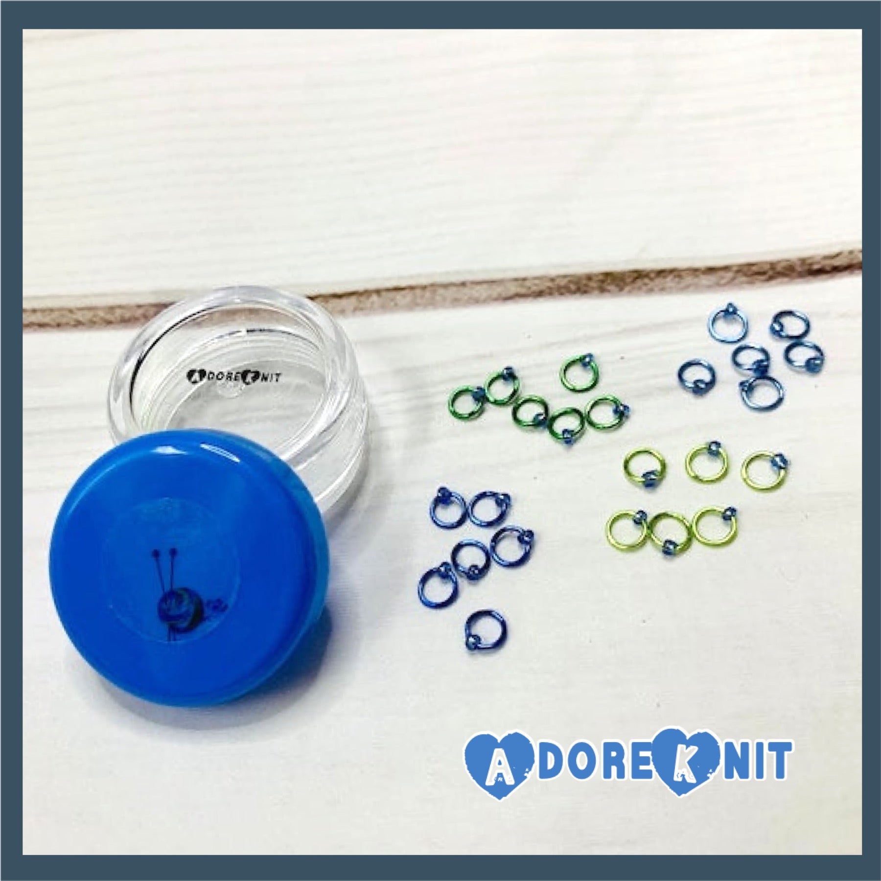 Sock Knitter's Companion Tiny Stitch Markers with Marker Container Cornflower - AdoreKnit