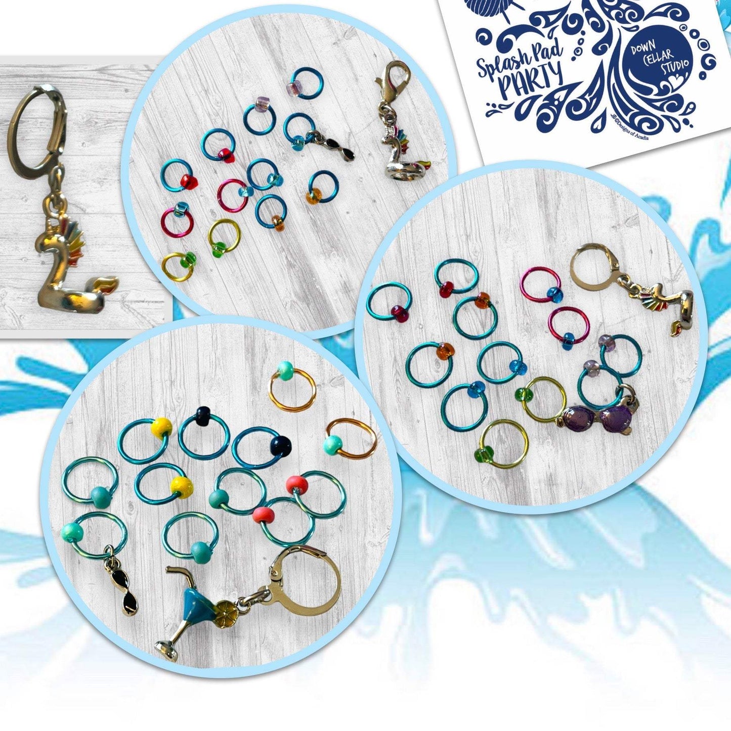 Blue Lagoon Progress and Stitch Markers 2020 Splash Pad Party MD - AdoreKnit